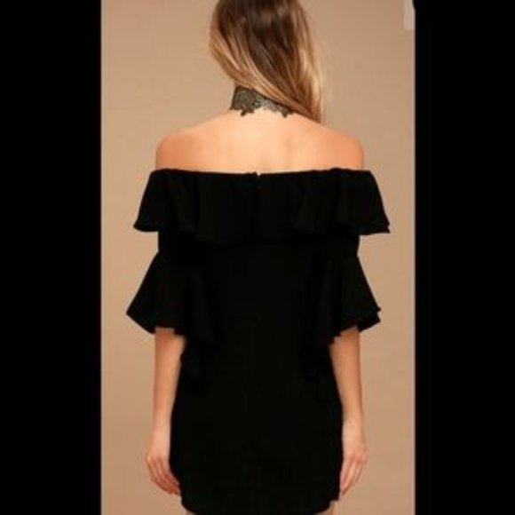 Lulu's black off the shoulder dress - Picture 3 of 4